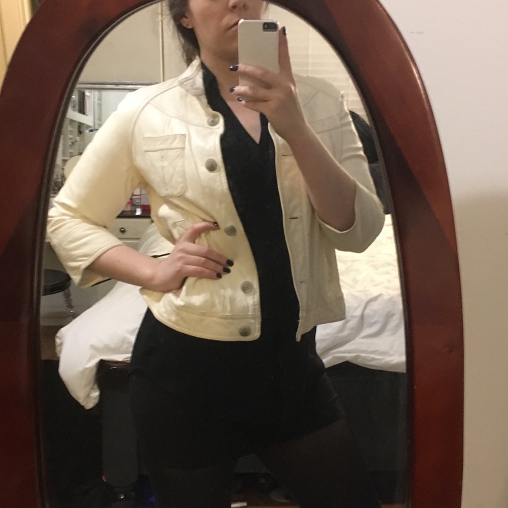 Genuine Leather Gap Cream Leather Jacket